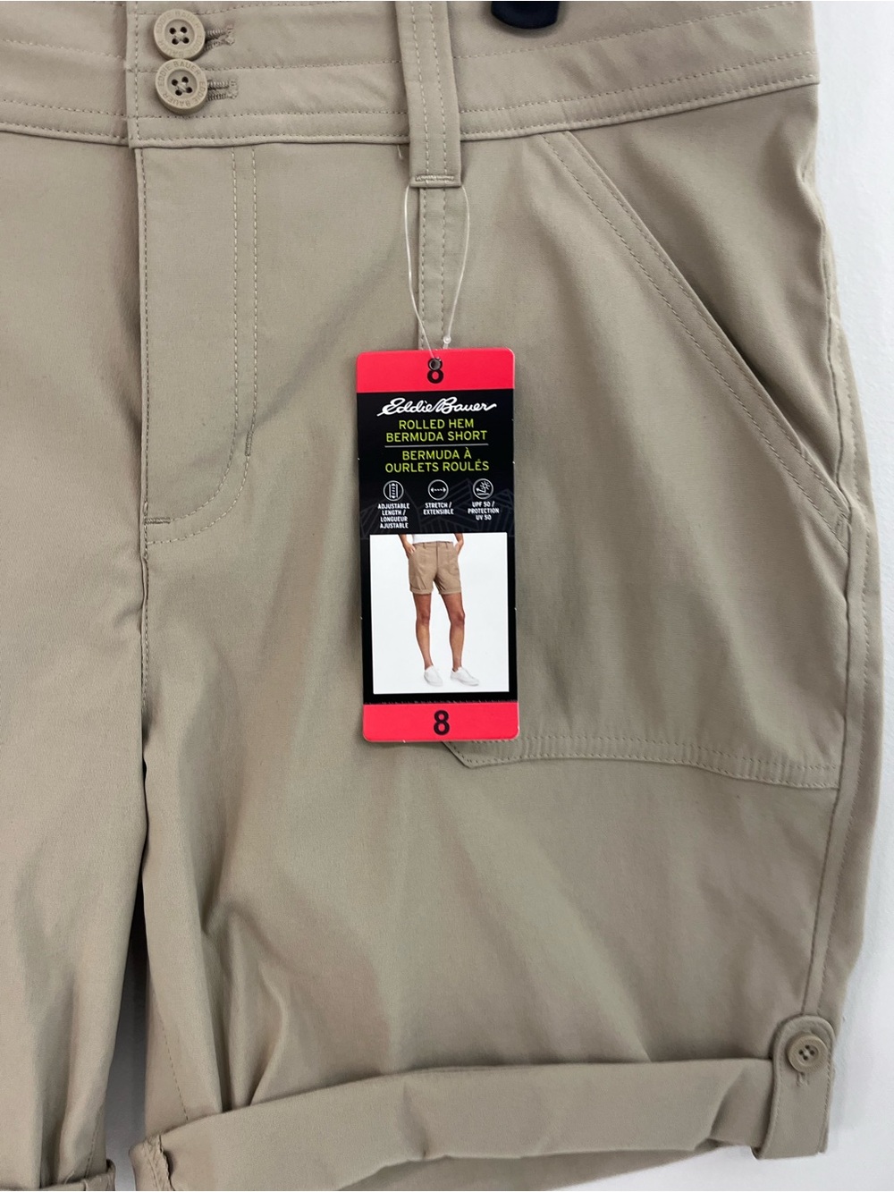 Eddie Bauer Women's Stretch UPF 50 Rolled Hem Adjustable Length Bermuda Short 8 - Picture 5 of 12